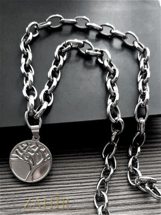 Дамски бижута - Гравиран медальон дървото на живота 2,5 см на дамски ланец хит плетка , 4 дължини, широк 0,7 см, стомана висок клас - K2108